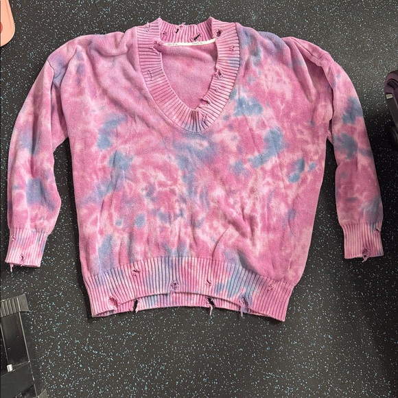 Spiritual Gangster Pink and Blue Tie-Dye Sweater - Picture 1 of 8
